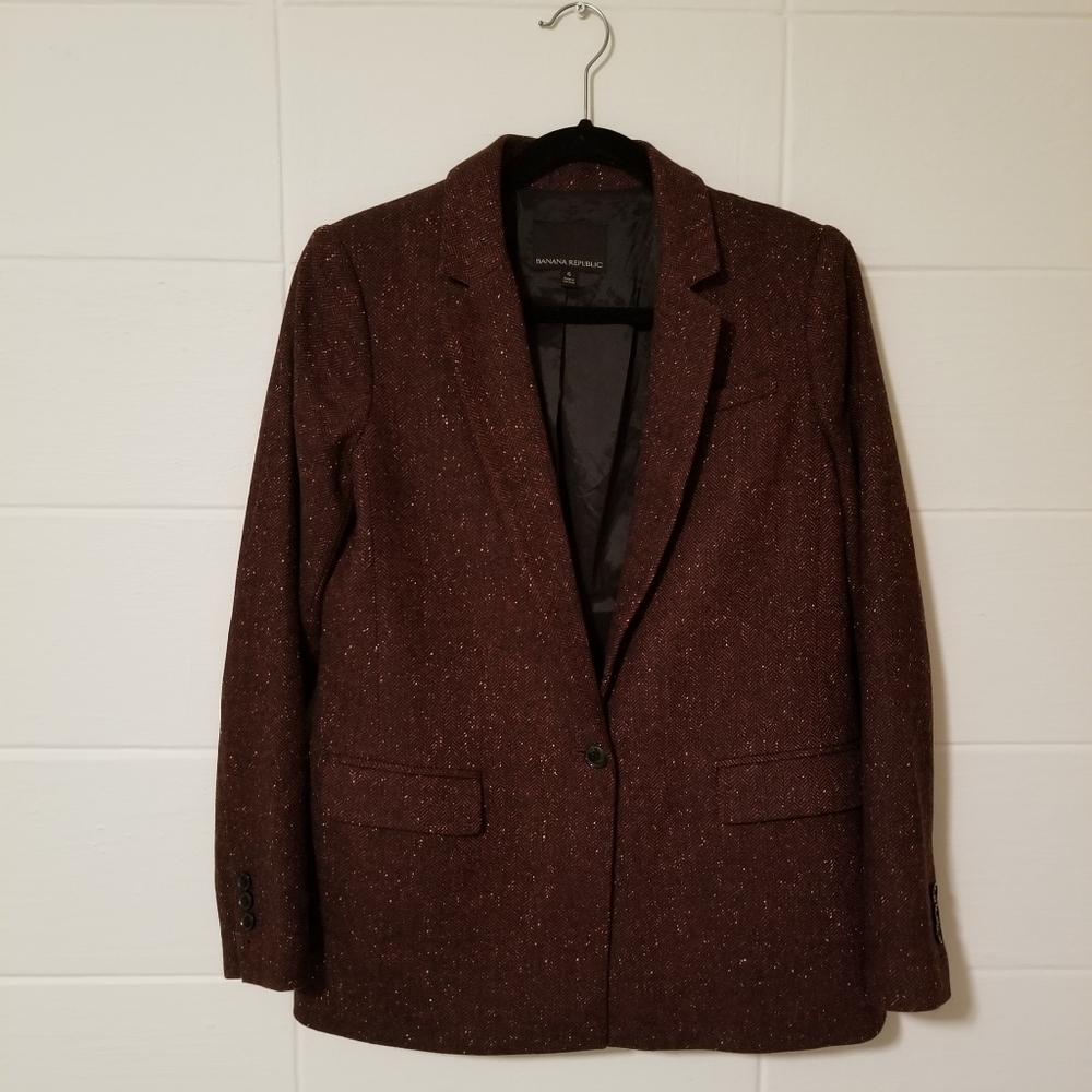 Banana Republic Wool Blend Burgundy Blazer Sz 6